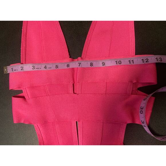Women's House of London V-Neck Cut Out Bandage Style Mini Dress Pink Size XS - Picture 7 of 12